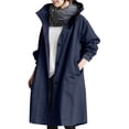 thumbnail image 1 of Stichou Womens Long Windproof Jacket Lightweight Windbreaker Hooded with Pocket for Outdoor Travel Hiking Trench Coats Navy S, 1 of 4