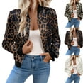 thumbnail image 1 of Stichou Womens Metallic Sparkly Jacket Lightweight Leopard Print Long Sleeve Zip-Up or Open Front Fashionable Outerwear Leopard Print 4XL, 1 of 8
