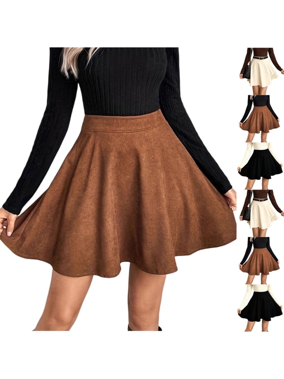 Womens Mini Skirt High Waisted Faux Suede Skirts 2026 Trendy Bodycon Spring Fall Cute Skirts Light Brown M