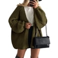 thumbnail image 1 of Stichou Womens Oversized Cardigan Sweaters 2025 Fall Long Lantern Sleeve Loose Chunky Knit Open Front Lightweight Sweater Army Green M, 1 of 7