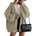 thumbnail image 1 of Stichou Womens Oversized Cardigan Sweaters 2025 Fall Long Lantern Sleeve Loose Chunky Knit Open Front Lightweight Sweater Light Green M, 1 of 7