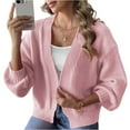 thumbnail image 1 of Stichou Womens Oversized Cardigan Sweaters Trendy Open Front Long Lantern Sleeve Chunky Knit Sweater Pink XL, 1 of 4