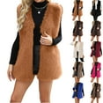 thumbnail image 1 of Stichou Womens Oversized Faux Fur Vests Sleeveless Open Front Cardigan Fuzzy Jacket Coat Outerwear 2025 Fall Winter Camel S, 1 of 6