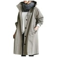 thumbnail image 1 of Stichou Womens Rain Coat with Hood Waterproof Plus Size Long Rain Jacket Trench Coat Windbreaker for Women Light Gray 3XL, 1 of 3