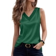 thumbnail image 1 of Stichou Womens Satin Tank Tops Casual V Neck Silk Basic Cami Camisoles2026 Summer Basic Dressy Blouses Dark Green XL, 1 of 3