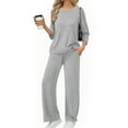 thumbnail image 1 of Stichou Womens Sets 2 Piece Outfits Matching Lounge Set Cozy Knit Pajamas Oversized Loungewear Fall Winter Clothes Gray S, 1 of 6