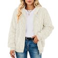 thumbnail image 1 of Stichou Womens Sherpa Pullover Oversized Fuzzy Hoodie Zip Up Fleece Sweatshirts Fluffy Fall Winter Fashion Outerwear Warm Coats White M, 1 of 4
