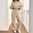 thumbnail image 1 of Stichou Womens Sweatsuits 2 Piece Outfit Lounge Sweat Suits Set 2026 Spring Winter Fleece Hoodies Baggy High Waist Wide Leg Sweatpants Beige M, 1 of 7