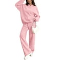 thumbnail image 1 of Stichou Womens Sweatsuits 2 Piece Outfit Lounge Sweat Suits Set 2026 Spring Winter Fleece Hoodies Baggy High Waist Wide Leg Sweatpants Pink M, 1 of 6