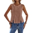 thumbnail image 1 of Stichou Womens Tank Tops 2026 Casual Sleeveless Shirt with Button Decor and Side Slit Summer Spring Tops Rose Gold L, 1 of 5