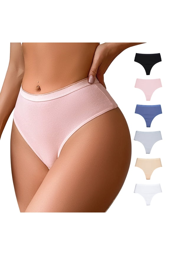 Womens Thongs High Waisted G String Bikini Thongs Soft Seamless Underwear Fitted Briefs Slim Lightweight Panties, 6-Packļ¼ S