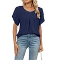 thumbnail image 1 of Stichou Womens Tops Dressy Casual Summer Chiffon Blouses Short Sleeve 2026 Spring Shirts Business Loose Fit Tunics Navy XL, 1 of 7