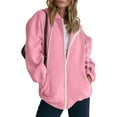 thumbnail image 1 of Stichou Zip Up Hoodie Women Oversized Fall Fashion Long Sleeve Winter Hooded Sweatshirts Casual Y2K Jacket 2025 Winter Clothes Pink L, 1 of 8