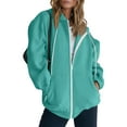 thumbnail image 1 of Stichou Zip Up Hoodies for Women Drop Shoulder Fleece Comfy Cute Hoodies Oversized Drawstring Baggy Casual Soft Hooded Jacket Green M, 1 of 8
