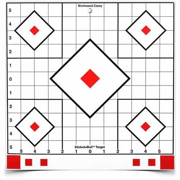 Birchwood Casey Stick-A-Bull 12-Inch Self-Adhesive Paper Shooting Targets for Short or Long Range Practice | Repair Pasters - 5 Targets