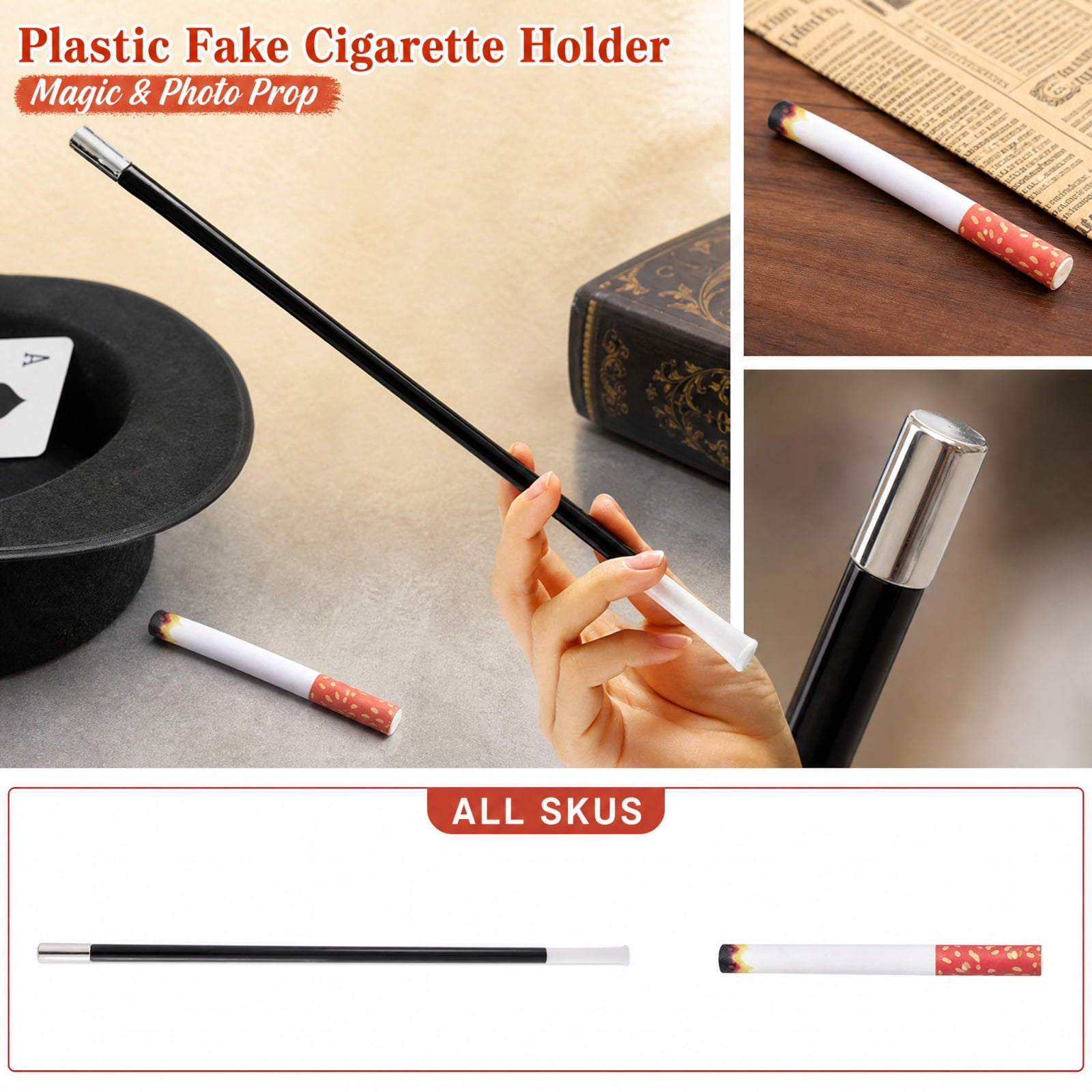 cigarette wand Stick Appearing with Faux Stick Prop 13 Inch Stage and Party Trick Accessory for Magic Performances and Costumes Tempest 2 Bundle Curated by