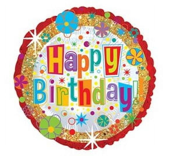 Stick Balloon Happy Birthday Pop Art, 9" round, 20" height