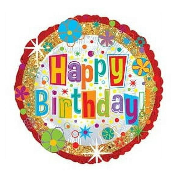 Stick Balloon Happy Birthday Pop Art, 9" round, 20" height