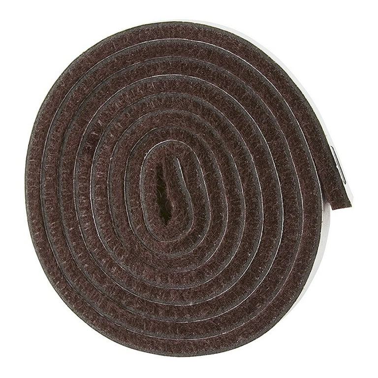 Self-Stick Heavy Duty Felt Strip Roll for Hard Surfaces (1/2 inch x 60 inch), Brown, Size: Small