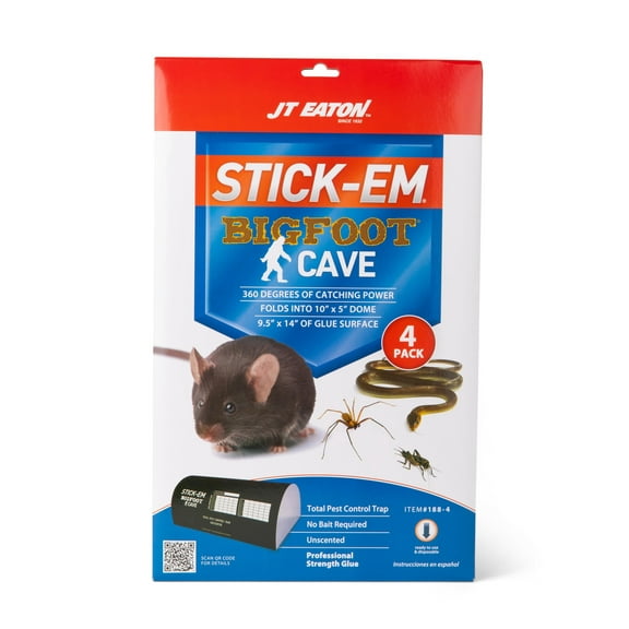 JT Eaton Stick-Em Bigfoot Rodent Glue Trap - Heavy-Duty, Large Size for Rats, Indoor/Outdoor