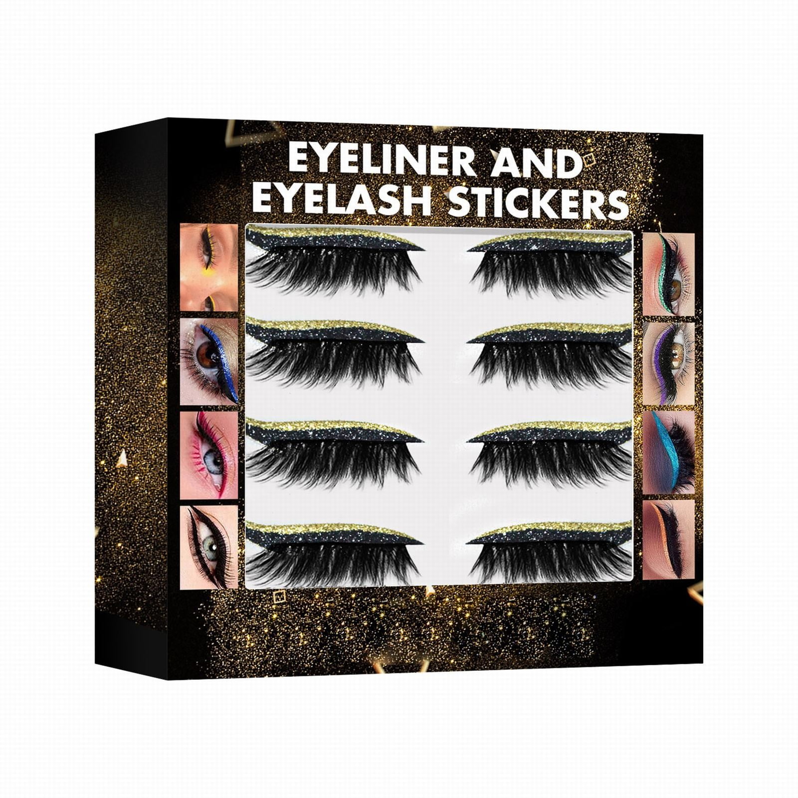 Stick on Eyelashes 30mm Lashes Pack Lashes with Glitter Boxes Packaging
