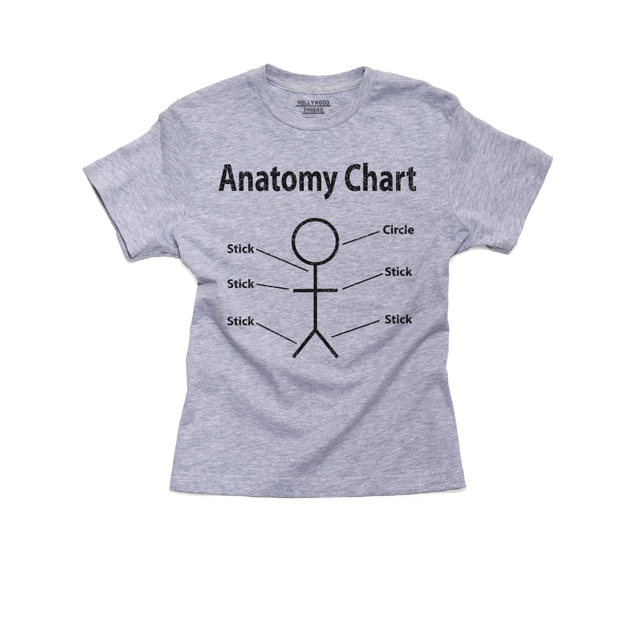 Stick Figure Anatomy Chart - Sticks & Circle Funny Boy's Cotton Youth ...