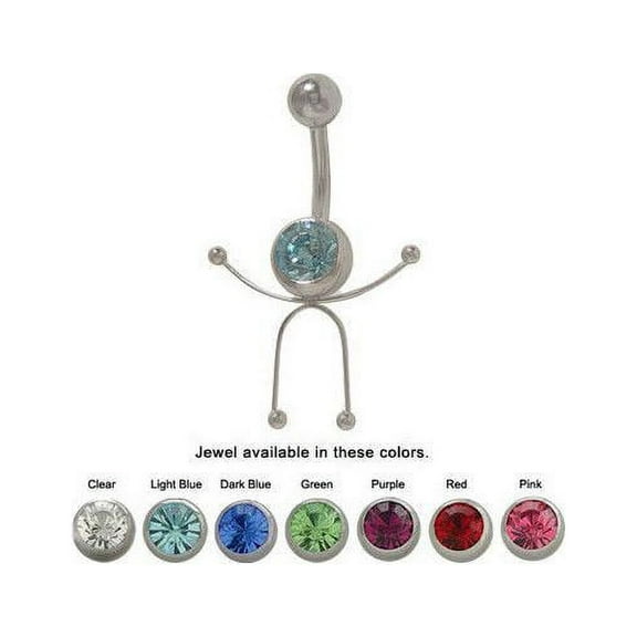 Stick Figure Belly Button Ring with Jewel