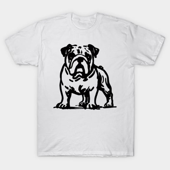 Stick Figure Bulldog In Black Ink T-S1Hirt