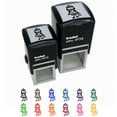 thumbnail image 1 of Stick Figure Girl Halloween Pumpkin Self-Inking Rubber Stamp Ink Stamper - Sky Blue Ink - Small 1 Inch, 1 of 7