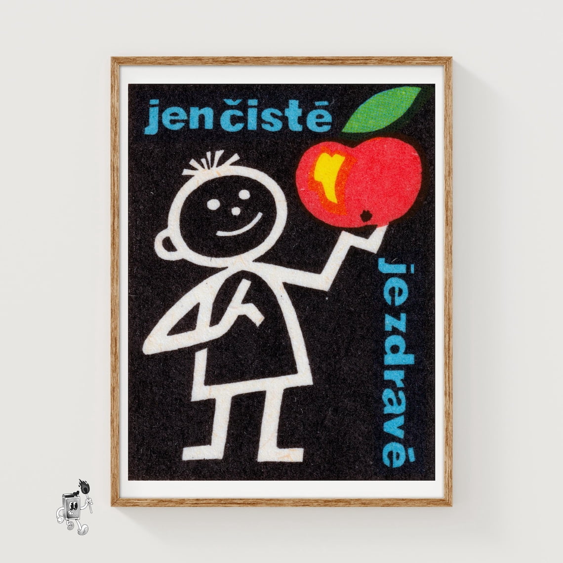 Stick Figure Images Stick Figure Holding Apple Matchbox Wall Art Print, Czech Modernist ...