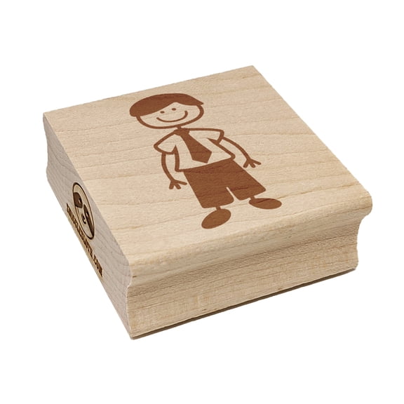 Stick Figure Man Dad Square Rubber Stamp Stamping Scrapbooking Crafting - Large 2.75in