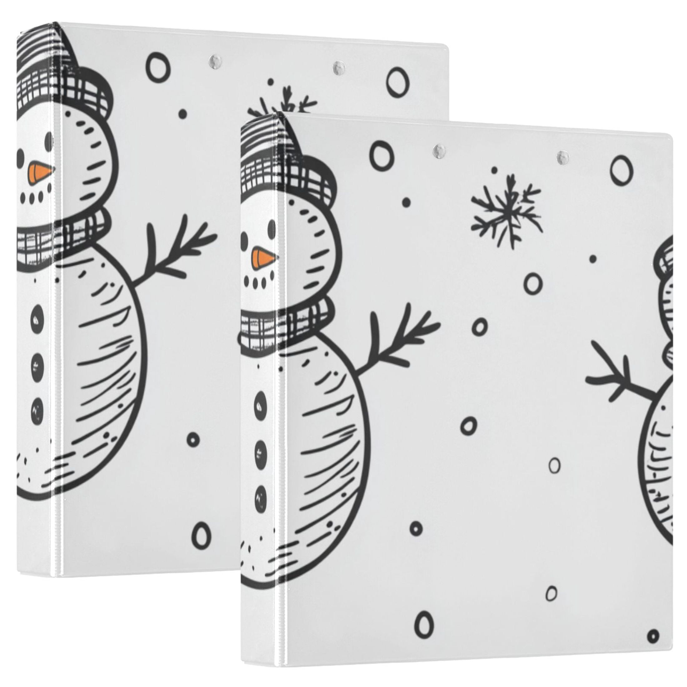 Stick Figure Snowman 3 Ring Binders 1.5 inch Hardcover File Folders with Interior Pockets A4 Size Organizer for School Office Hospital Set of 2