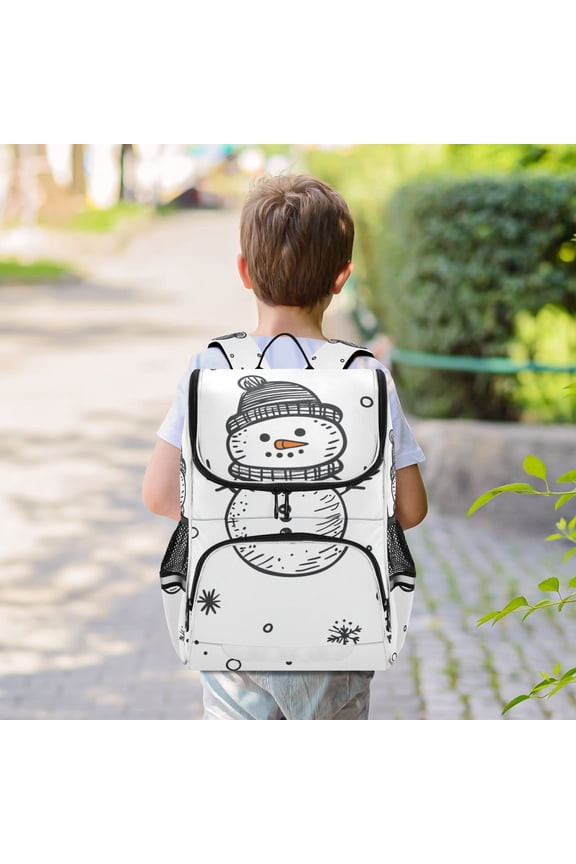 Stick Figure Snowman Backpack Big Laptop Backpack Casual Daypack Quilted Large Capacity Large Bookbags