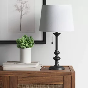 Stick Lamp Base Black, Light Bulbs Not Included