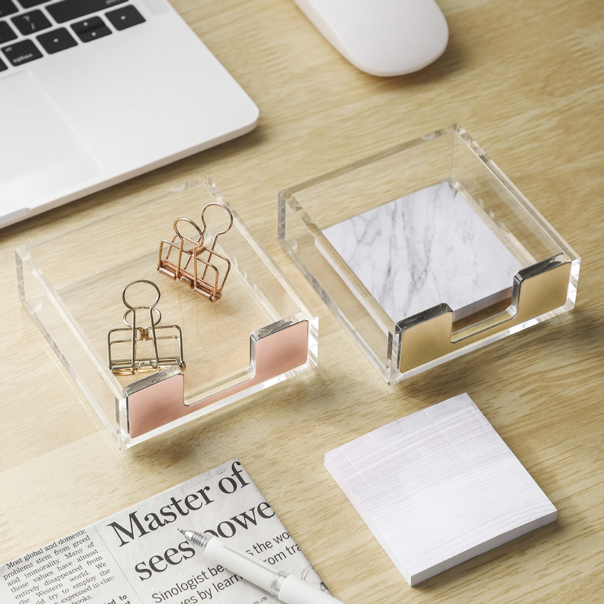 Stick Note Pad Holder Transparent Memo Note Holder Dispenser Note Pad ...