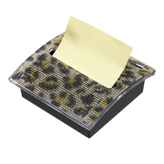 Stick Note Pad Holders, 4 x 4 Inches Rhinestone Sticky Note Dispenser Memo Pad Holder Office Desk Organizer Supplies for Office Home Desk Organization, Leopard