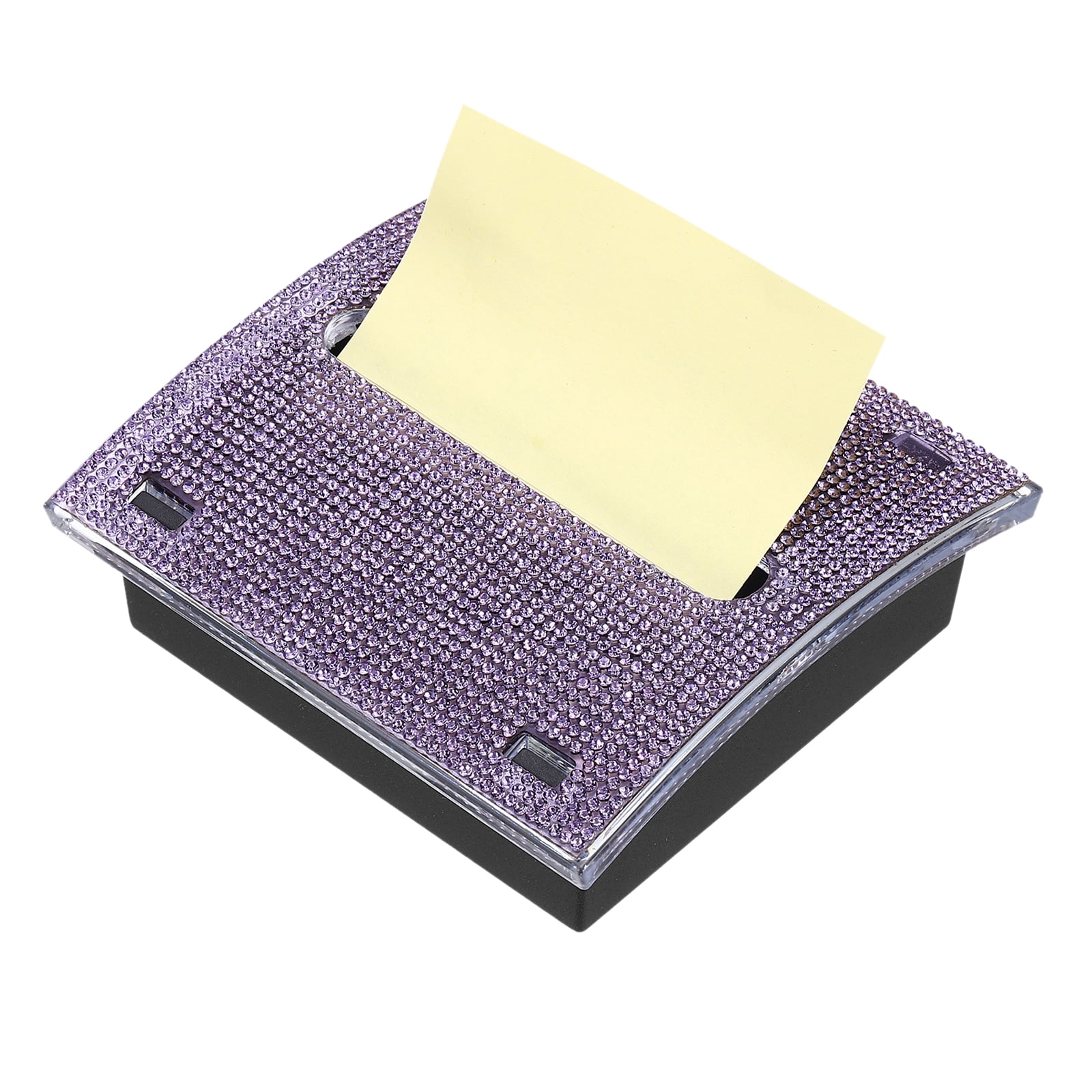 Stick Note Pad Holders, 4 x 4 Inches Rhinestone Sticky Note Dispenser Memo Pad Holder Office Desk Organizer Supplies for Office Home Desk Organization, Purple