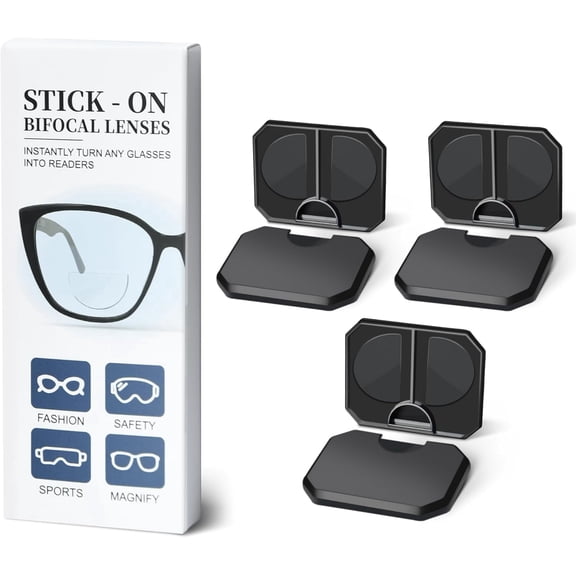 Stick-On Bifocal Lenses - Convert Sunglasses, Goggles & Safety Glasses into Reusable Reading Glasses No Water Needed