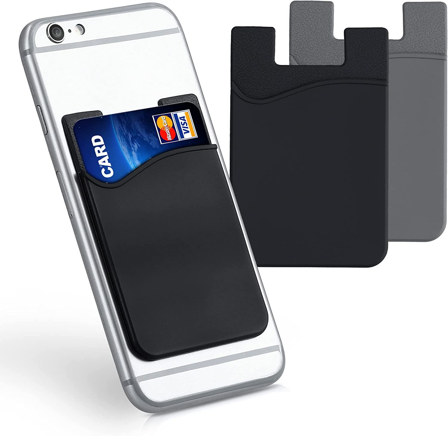 Stick-On Card Holder for Phone (Set of 3) - Silicone Wallet Card