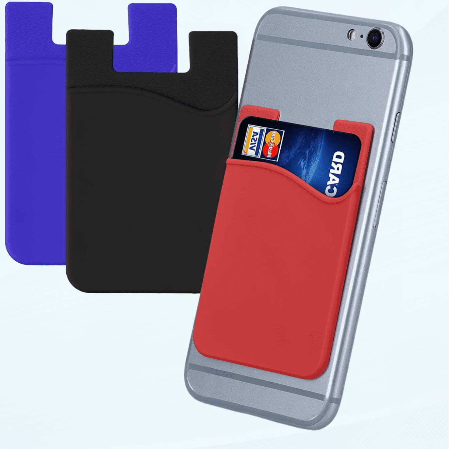 Stick-On Card Holder for Phone (Set of 3) - Silicone Wallet Card Holders - Sticks  on to Cell Phone Back or Case - Black/Blue/Red - Walmart.com