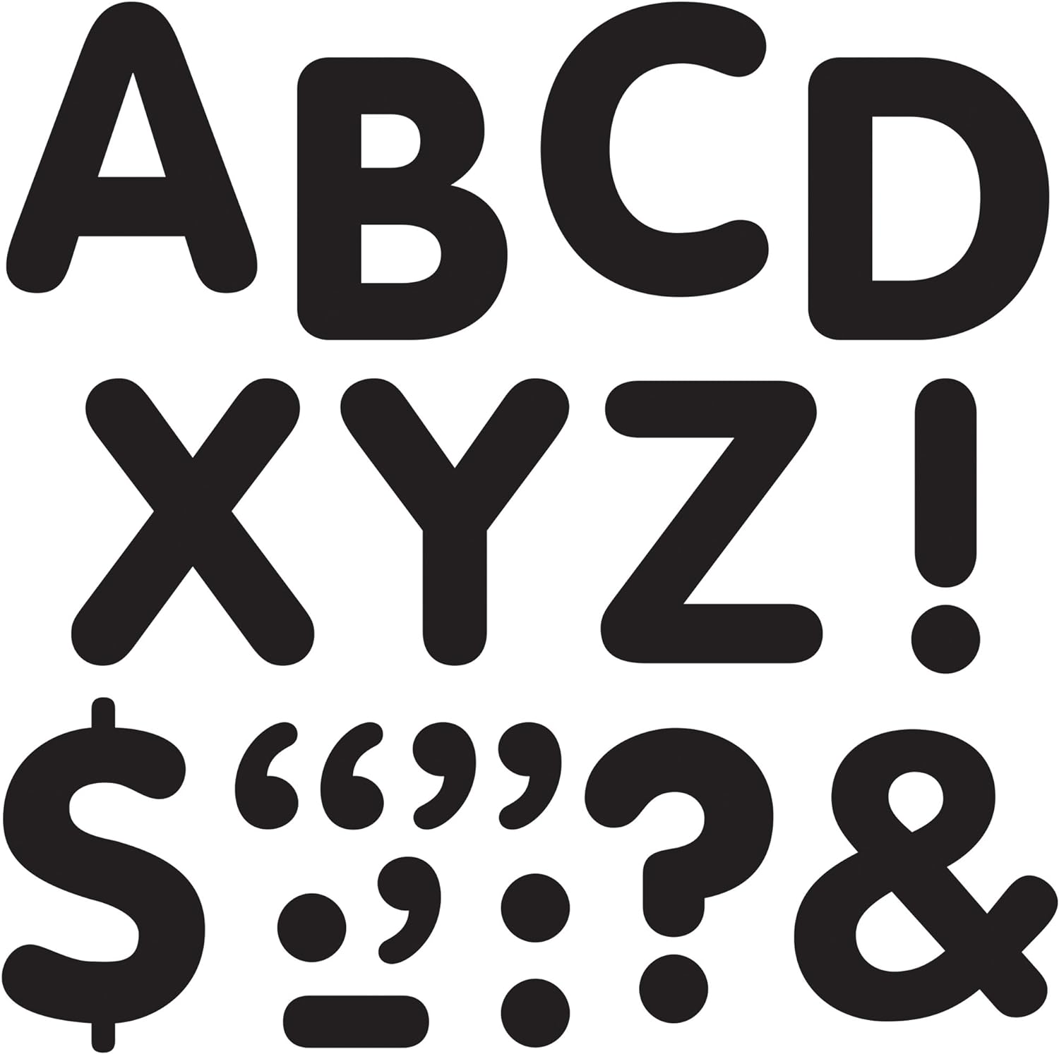 StickOn Letters, Numbers, Marks, Black, 2Inch, 107 Pieces