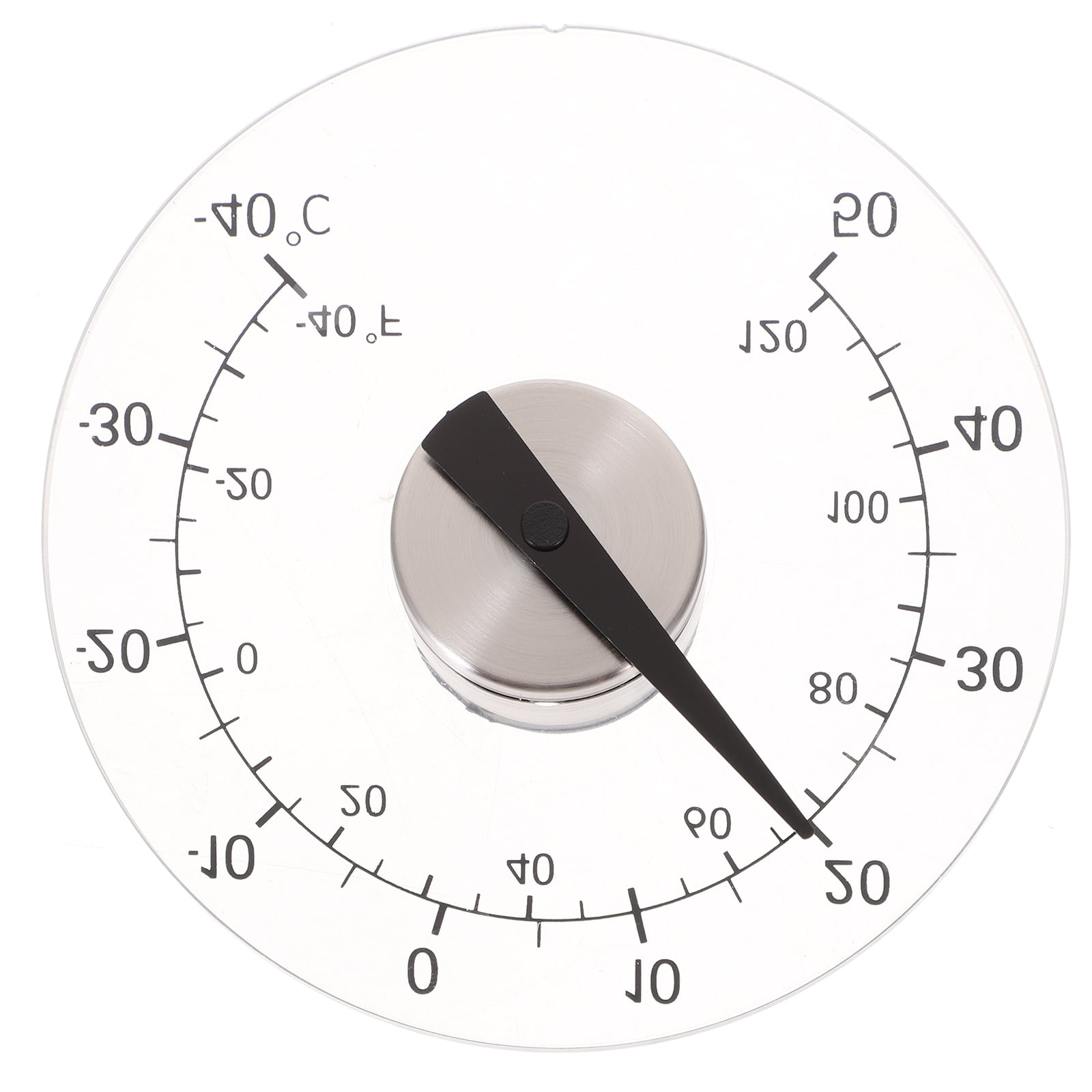 Transparent Dial Outdoor Thermometer, Round Waterproof Indoor Window Stick  On Weather Accurate Readings Temperature Large Numbers Wireless Decorative