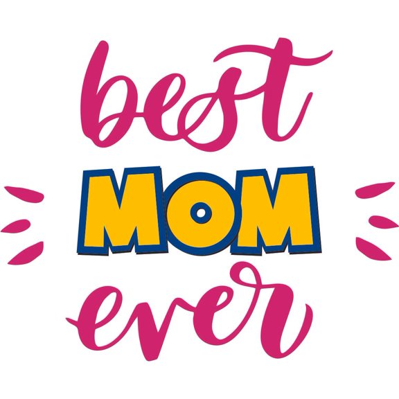 Stick And Peel Diy Home Bedroom Inspirational Parent Mother Quotes Multicolored Vinyl Adhesive Wall Lettering Art Decal Sticker - Best Mom Ever | 28" x 28" Removable Living Room Wall Decoration