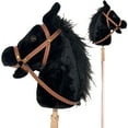 thumbnail image 1 of Playful Minds: Stick Pony - Midnight - Black, 34" Wood Stick Ride-On, 12" Plush Horse Head, Realistic Animal Sounds, Bridle & Reins, 3D Eyes, Kids 3+, 1 of 8