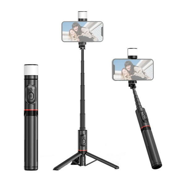 Stick Portable Selfie Stick Tripod For Phone Tripod Stand Extendable . Length 765mm Built-in LED Fill Light With Remote Shutter For Vlog Live Streaming Selfie Online Video