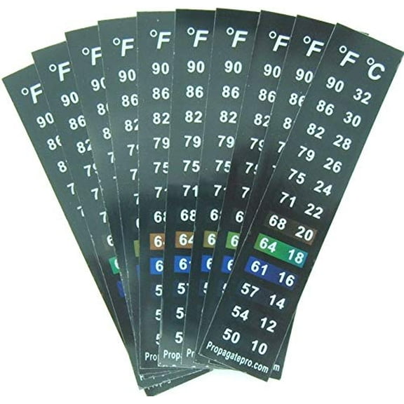 Stick On Thermometer Strip, Digital Temperature Display for Fermenting, Brewing, Wine, Beer, Kombucha or Aquariums. 50-90F (10-32C) Adhesive Sticker 10 Pack (10)