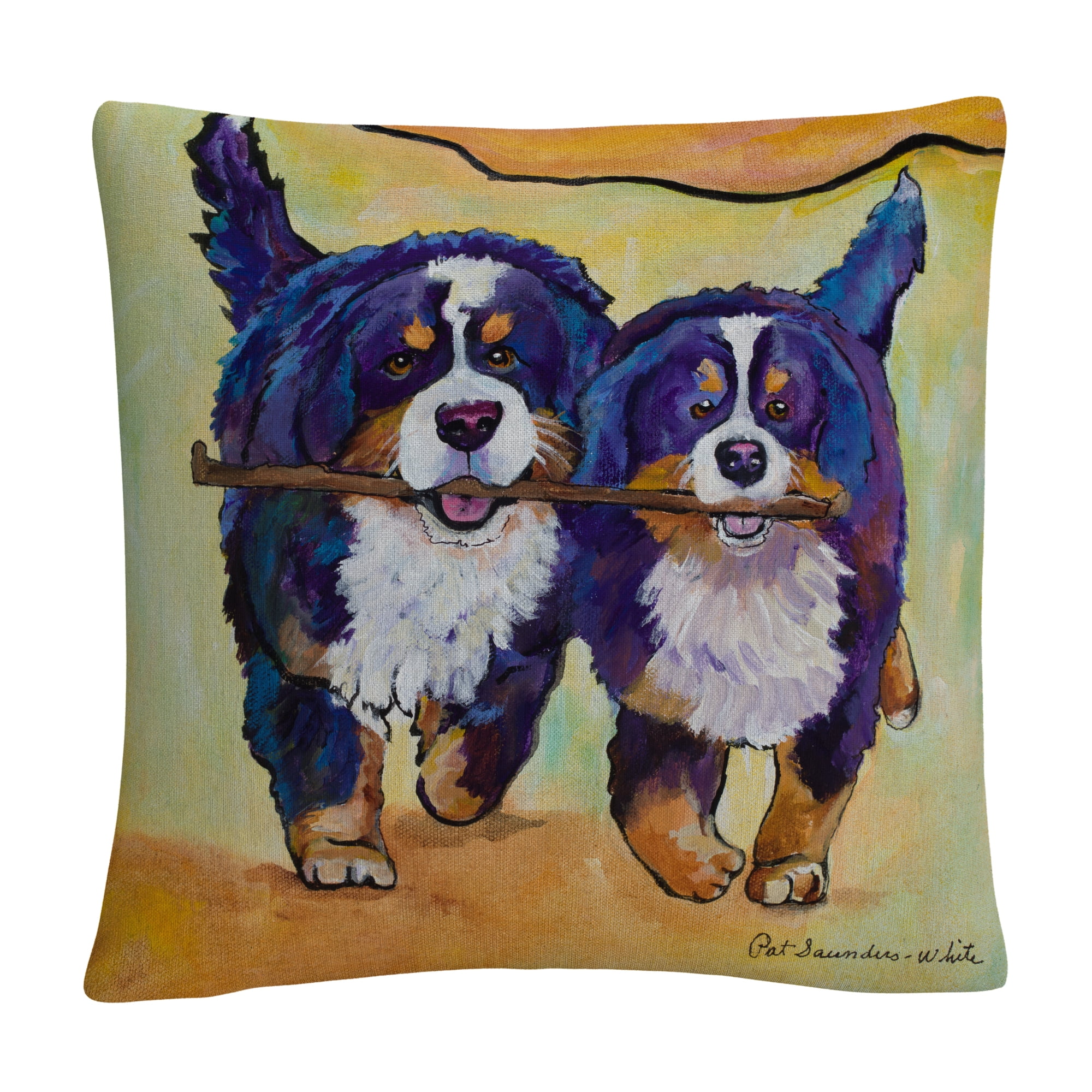 Stick Together' Bold Pets Animals By Pat Saunders-White 16 X 16 Decorative Throw Pillow