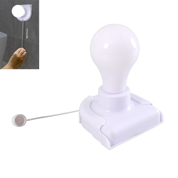 Stick-Up Battery Operated Light Bulb, Battery Powered Wireless LED Closet Light Bulb, Self Adhesive Wall Mounted Light Fixture with Pull Chain for Cabinet Bedroom Living Room Kitchen(1pcs)