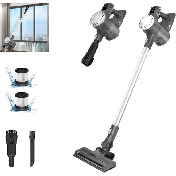 Stick Vacuum Cleaner, Cordless Vacuum Cleaner, Household Vacuum Cleaners for Home, LED Brush Head Rechargeable Vacuum Cleaners for Hardwood floors, Tile, Laminate, Ceramic Floors