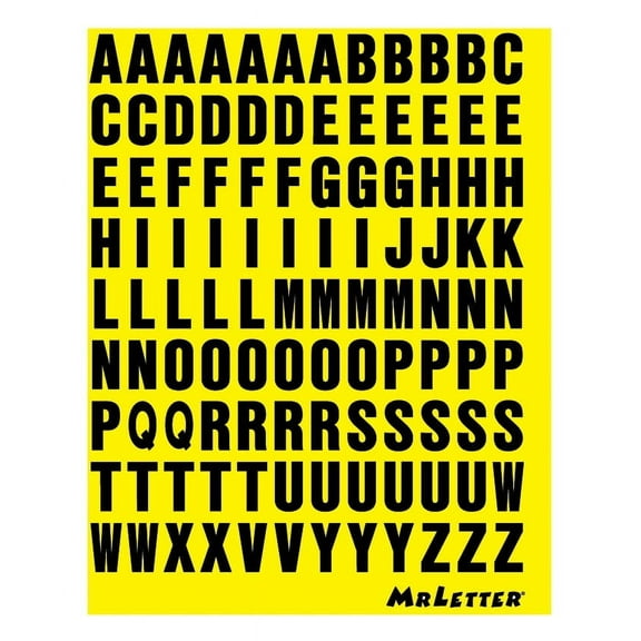 Stick on Vinyl Lettering, LETTERS ONLY, REFLECTIVE Self Adhesive Numbers, Stick on Lettering for Signs, Numbers, 1 Inch, Stick-on, Vinyl Numbers, Waterproof, (Black on Yellow)